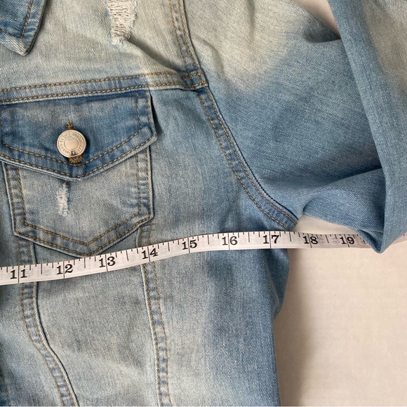 U2B light wash distressed stretch crop denim jean jacket - Small - Picture 11 of 16